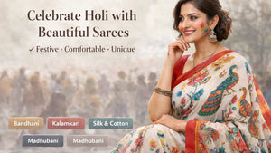 Holi Saree Collection Guide 2026: What to Wear on Holi Without Ruining Your Favourite Sare