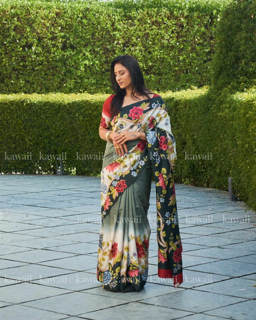 Rudra Handpainted Kalamkari Design Saree