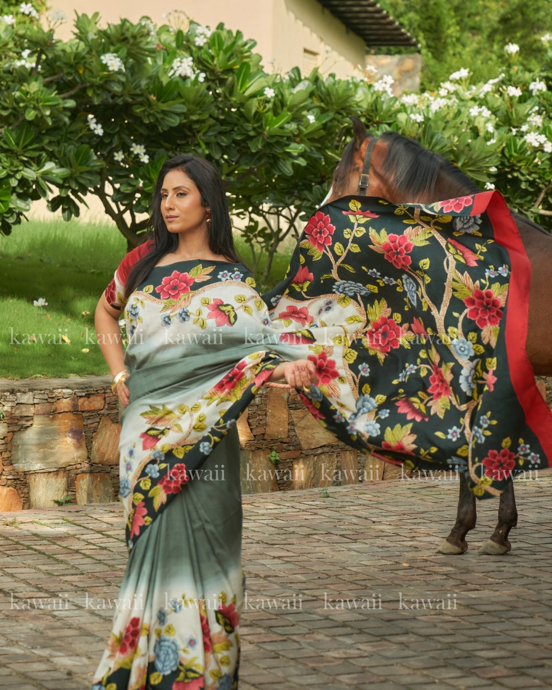 Rudra Handpainted Kalamkari Design Saree