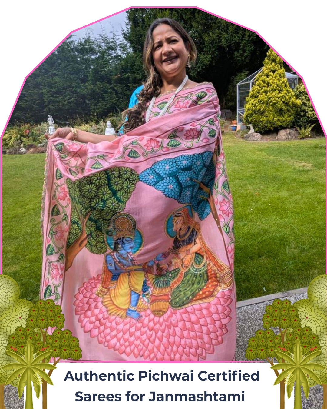 Radha Krishna Handpainted Authentic Pichwai Saree