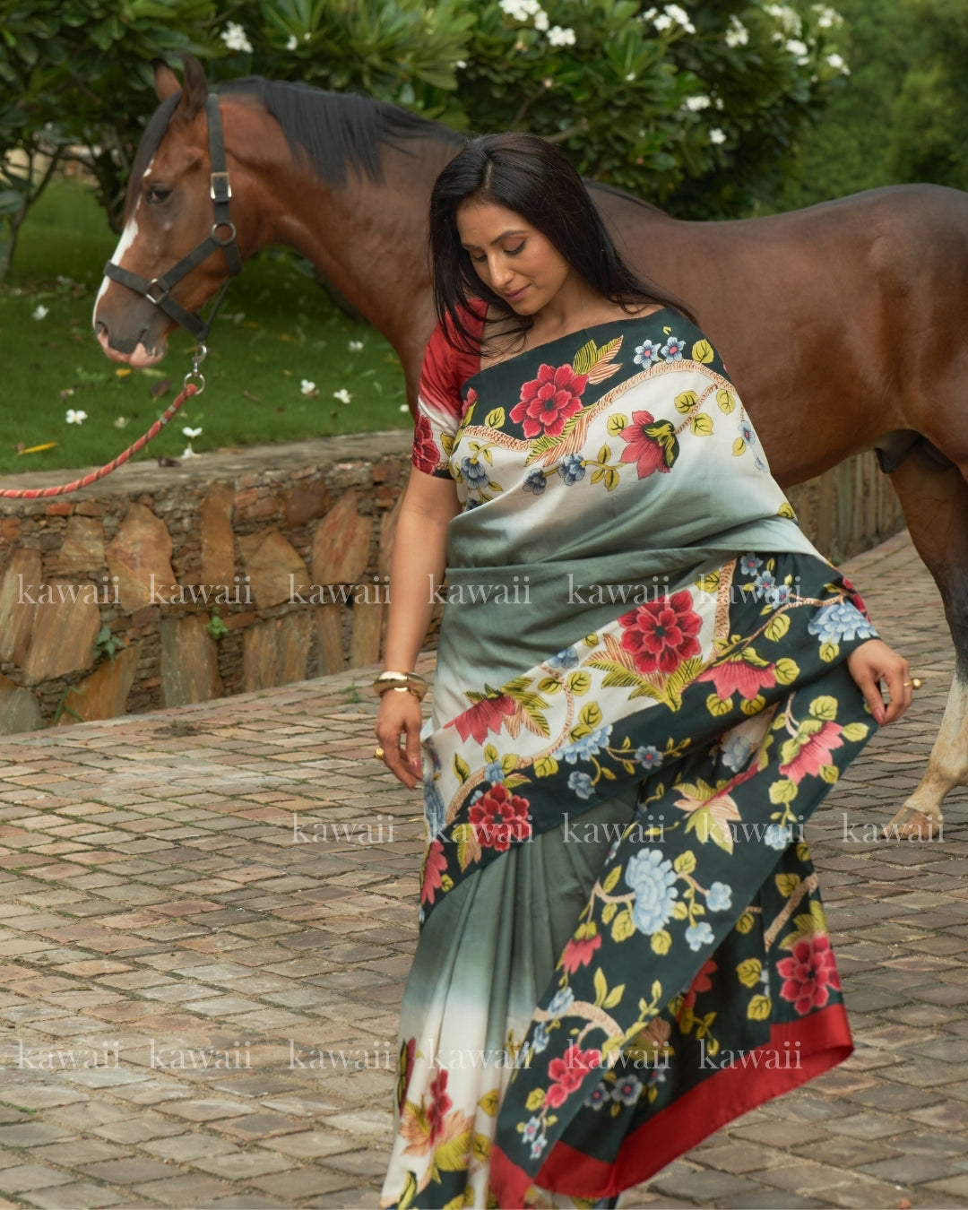 Rudra Handpainted Kalamkari Design Saree
