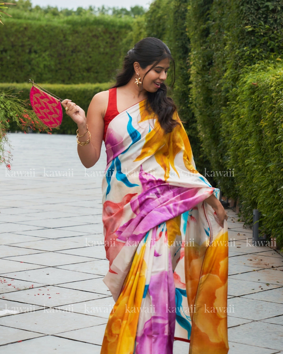 Numi Handpainted Kalamkari Design Saree