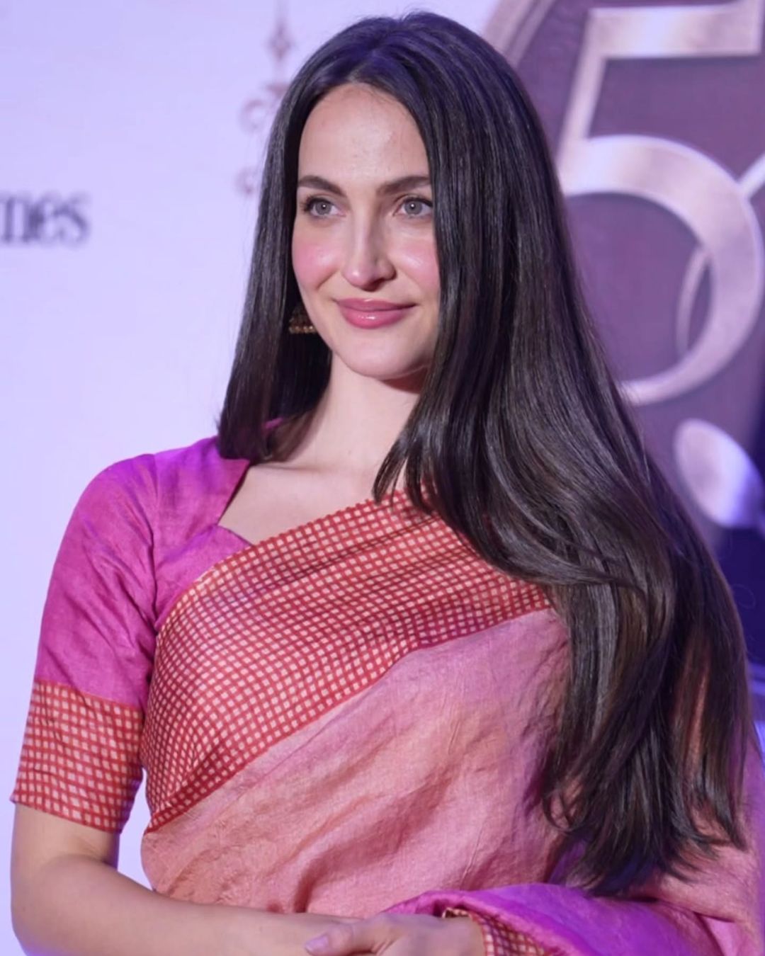 Elli Avarram in Sravana Hand Block Print Tussar Silk Saree