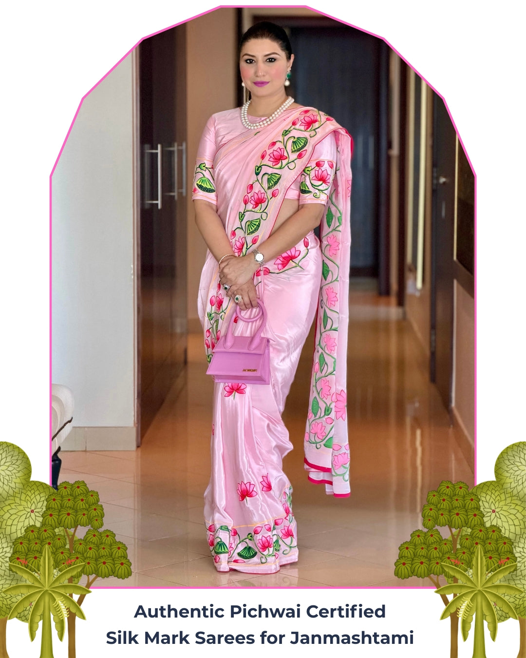 Madhur Pichwai Lotus Handpainted Saree