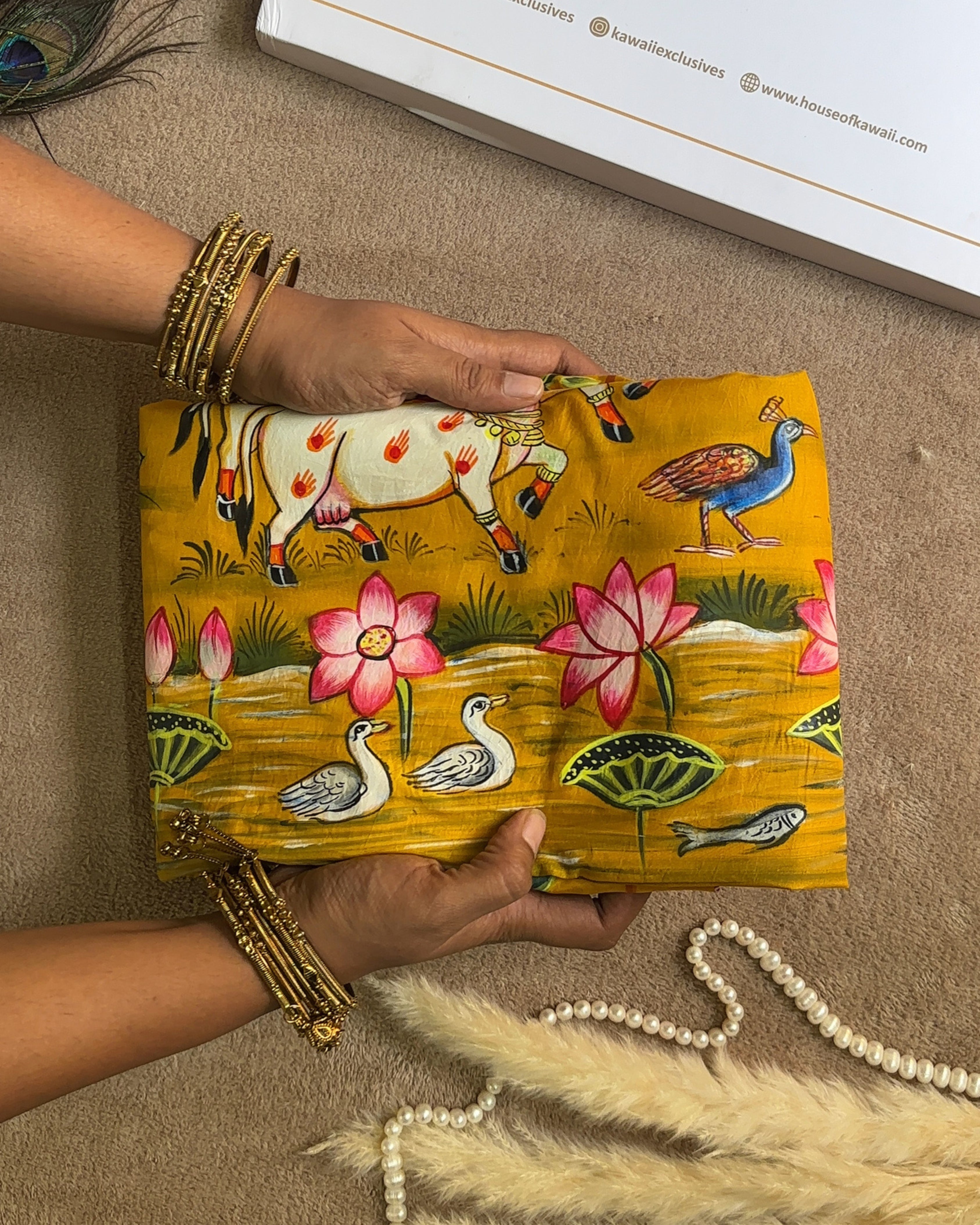 Kamlini Handpainted Pichwai Saree