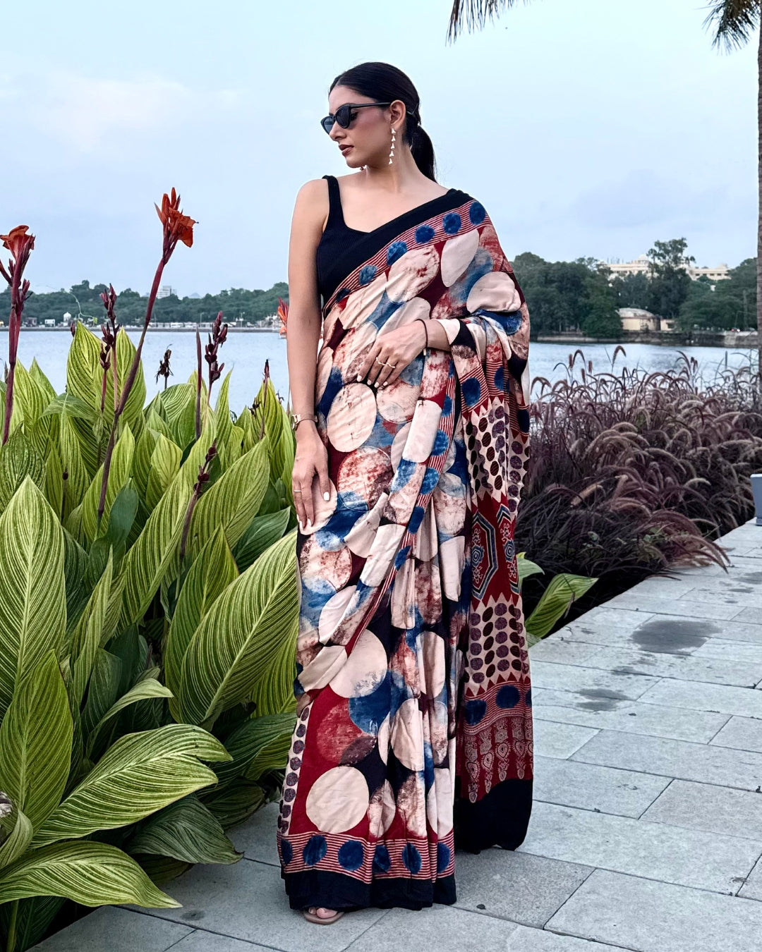 Chandra Ajrakh Saree