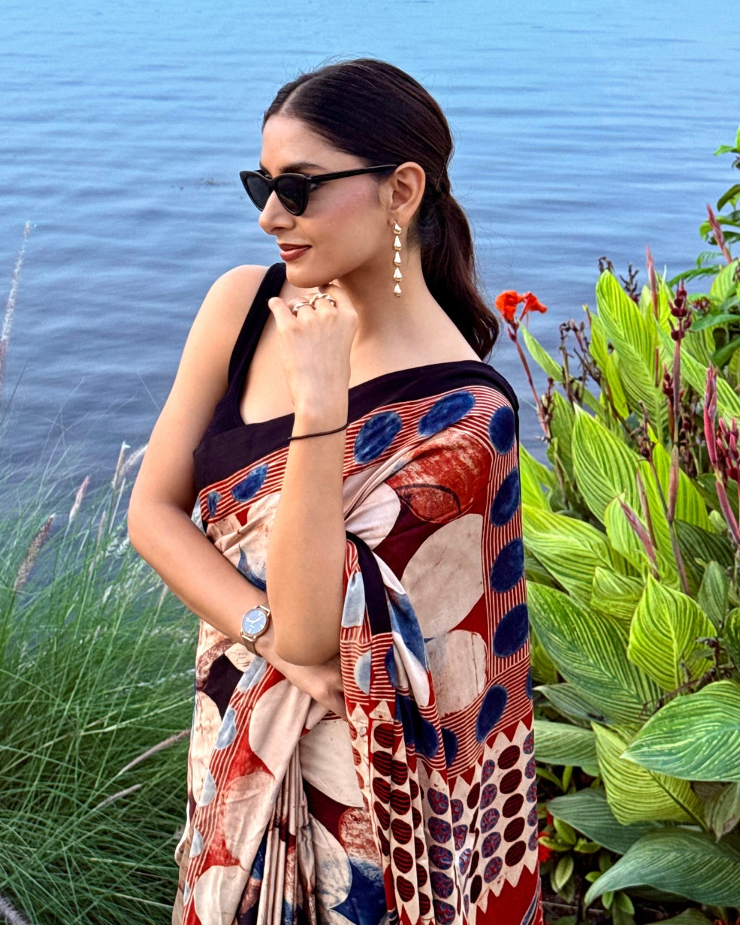 Chandra Ajrakh Saree