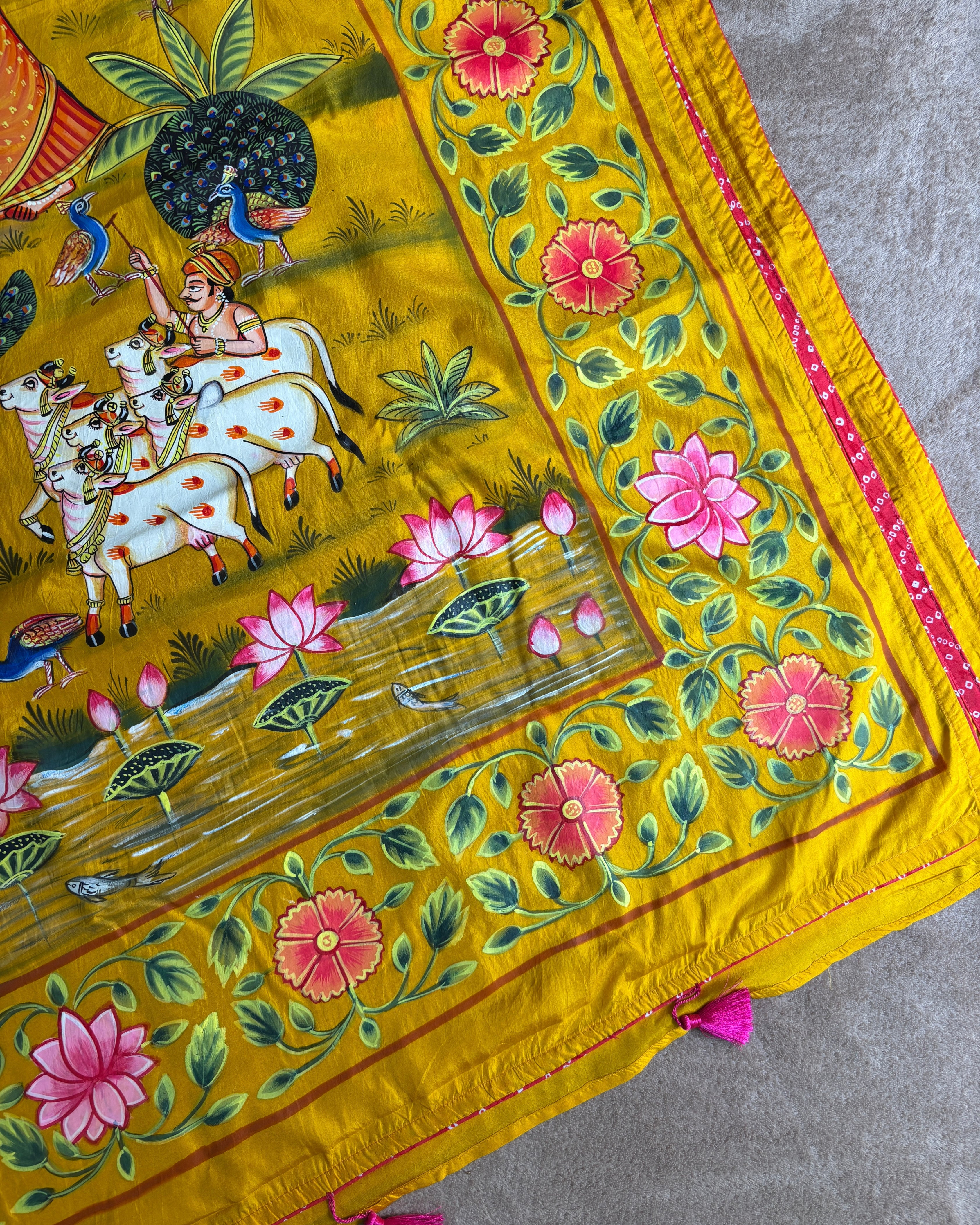 Kamlini Handpainted Pichwai Saree