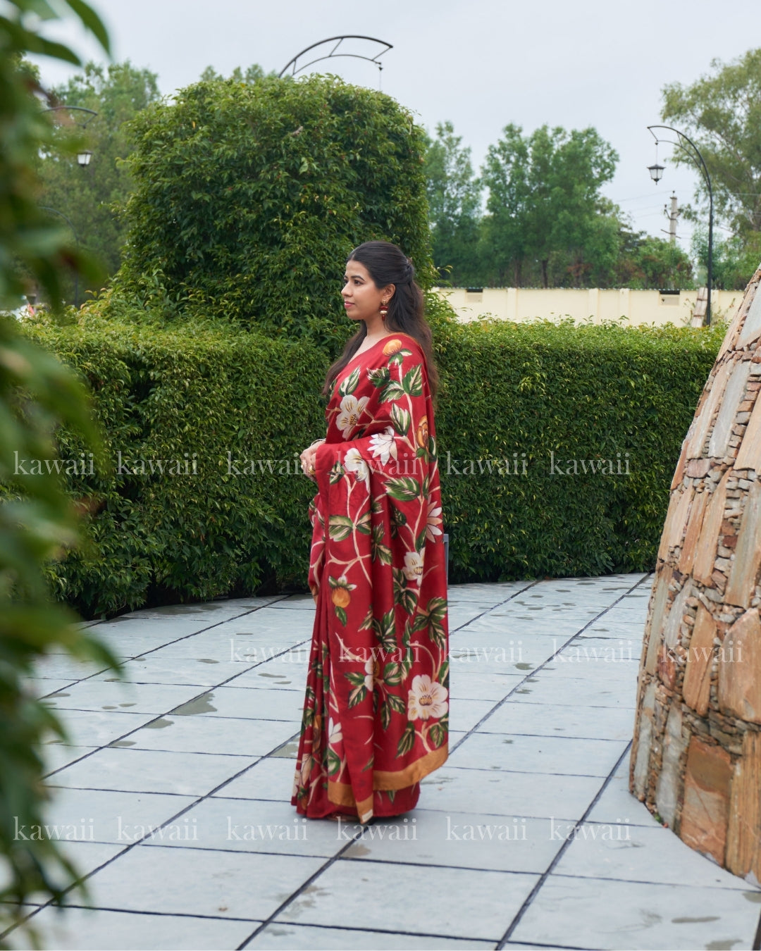Parina Handpainted Kalamkari Design Saree