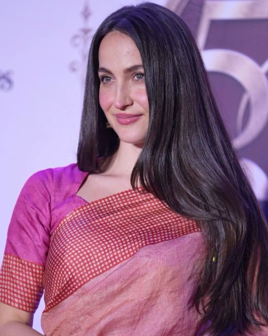 Elli Avarram in Sravana Hand Block Print Tussar Silk Saree