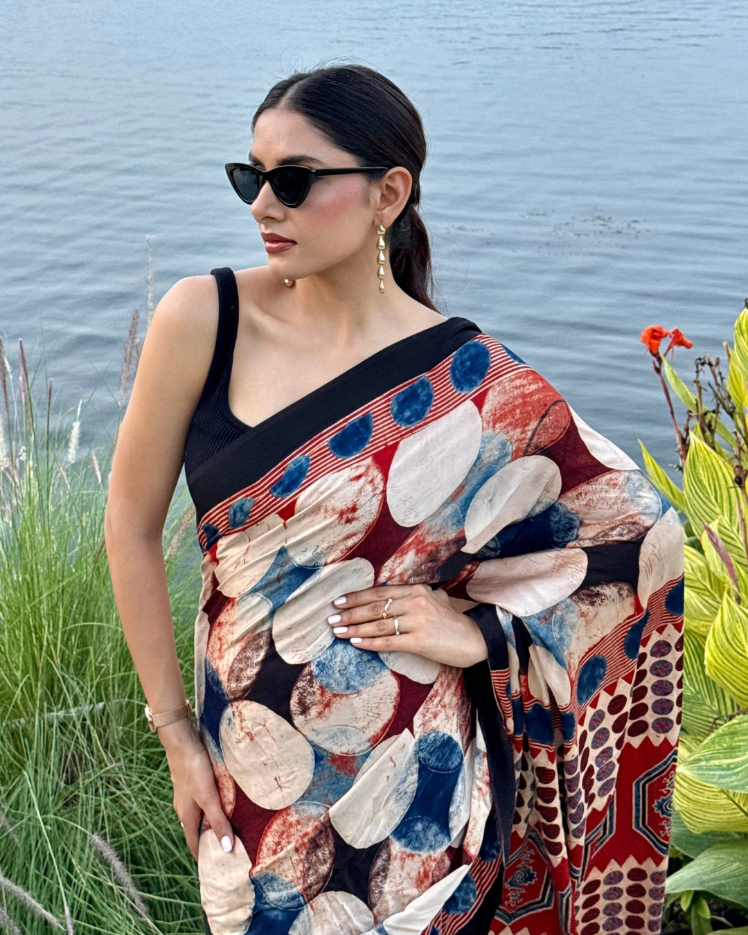 Chandra Ajrakh Saree