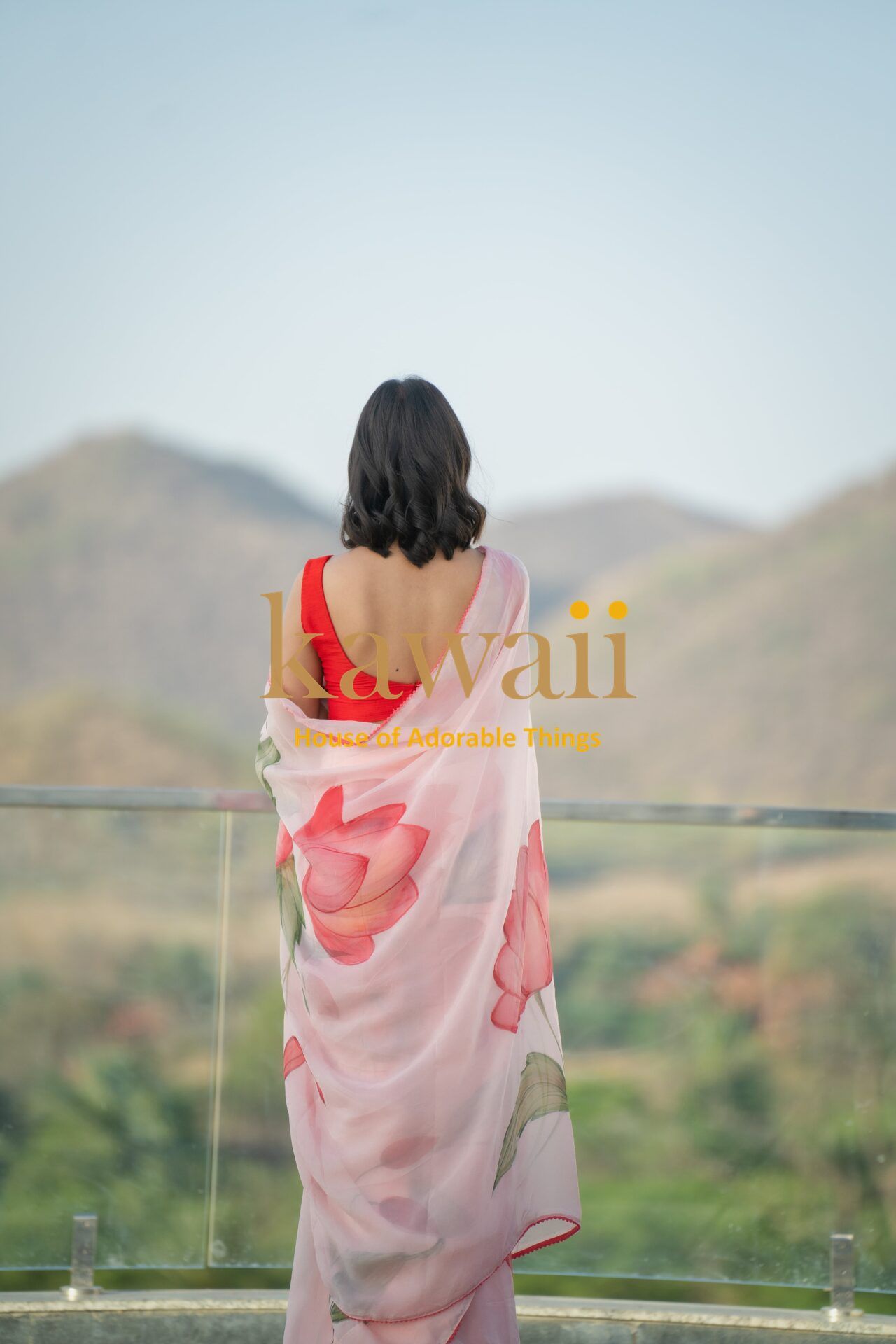 Sukomal Floral Handpainted Organza Saree