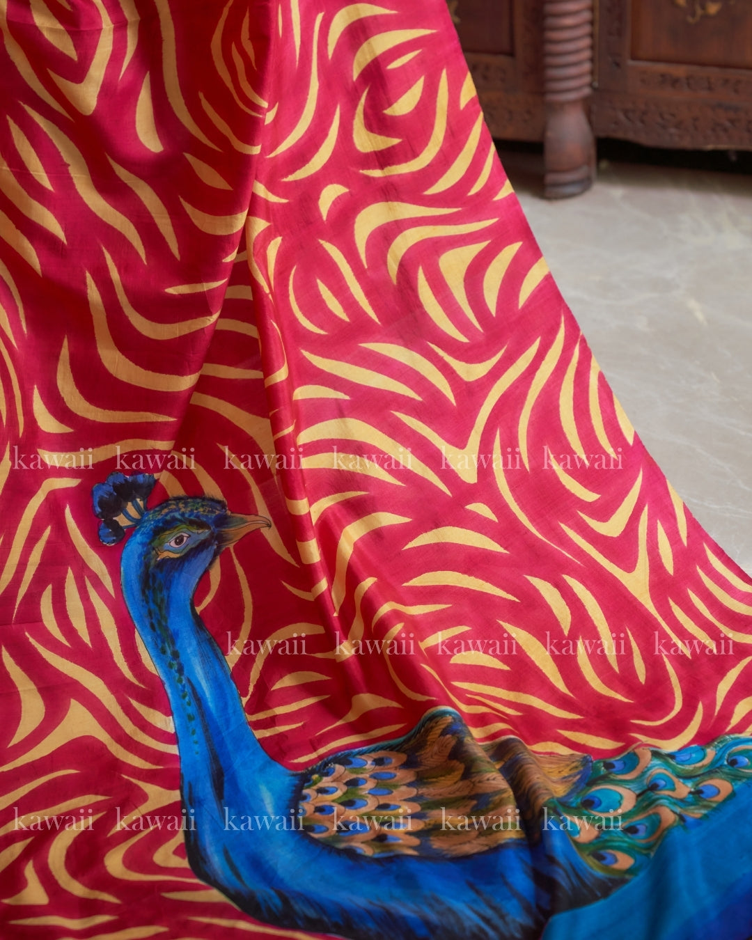 Mayurika Handpainted Kalamkari Design Saree