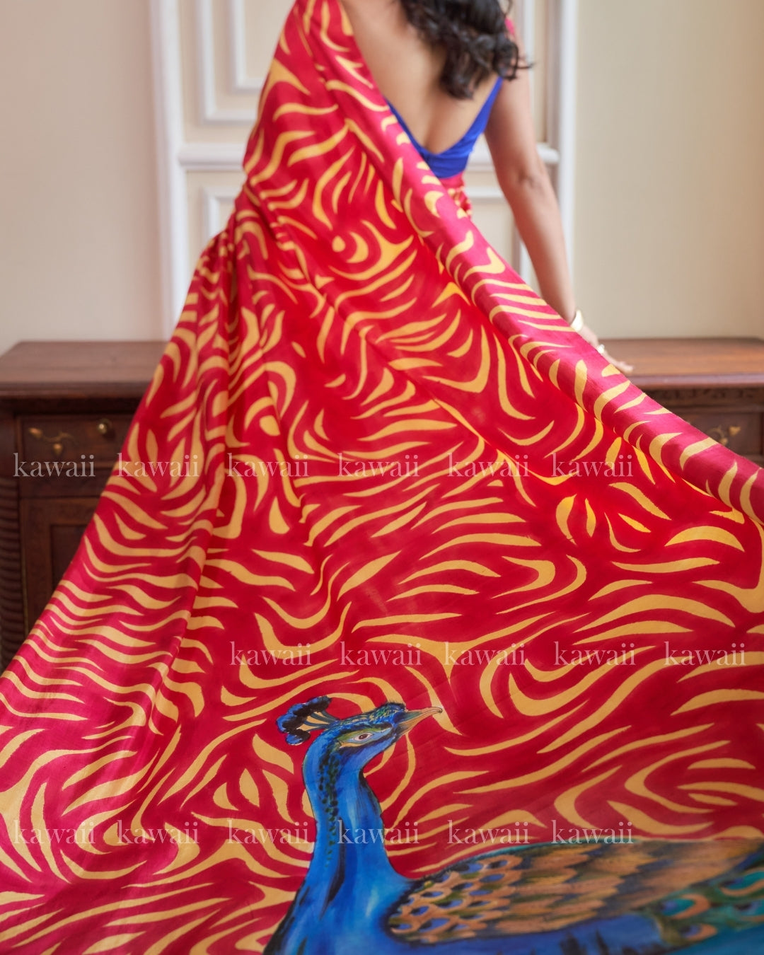 Mayurika Handpainted Kalamkari Design Saree