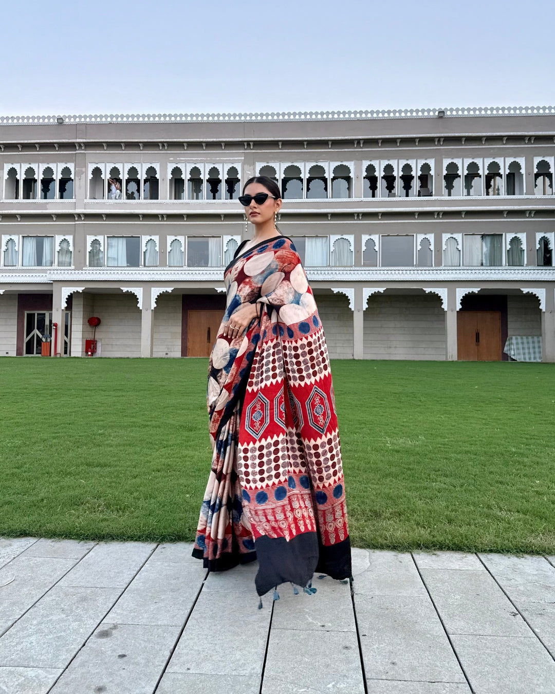 Chandra Ajrakh Saree
