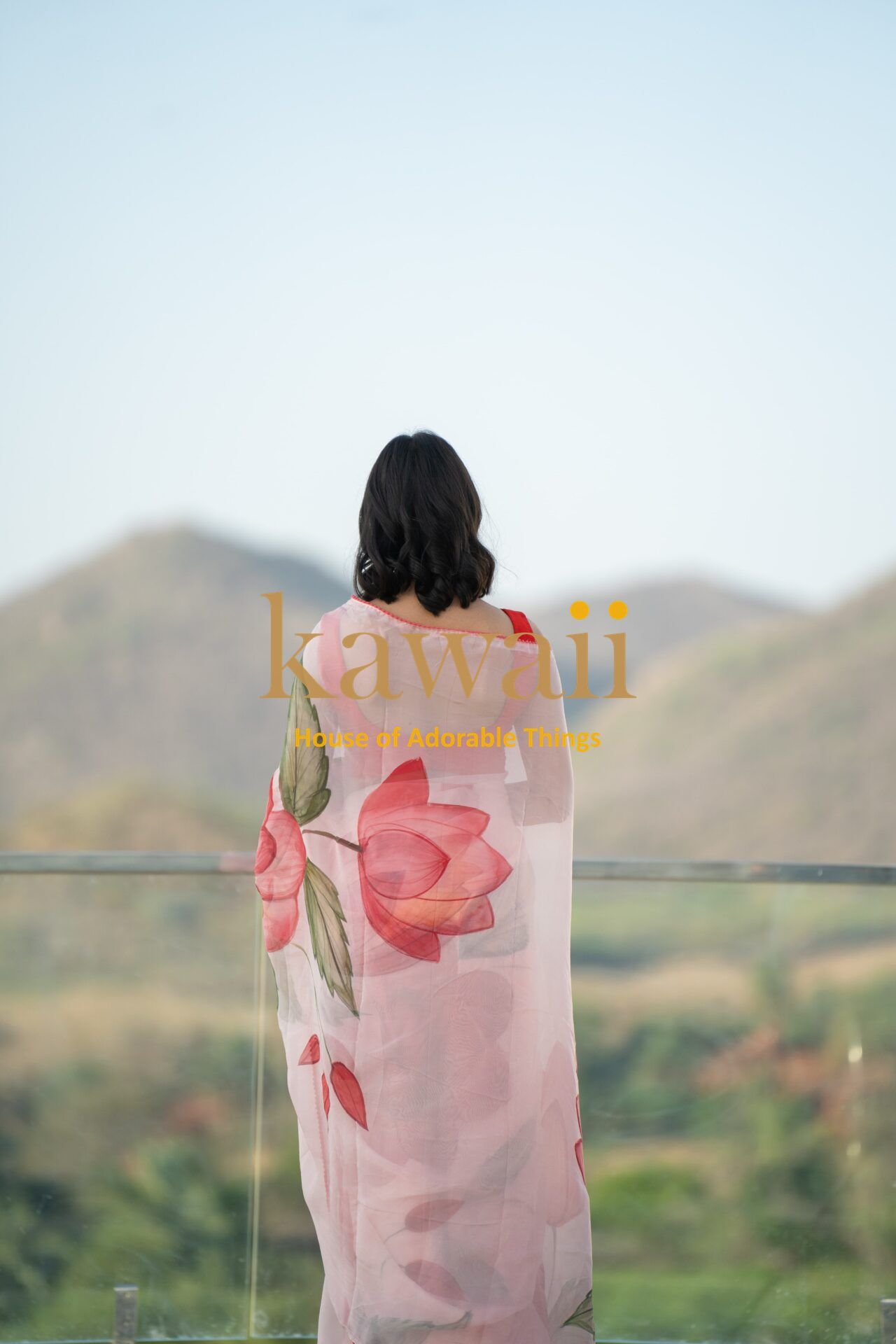 Sukomal Floral Handpainted Organza Saree