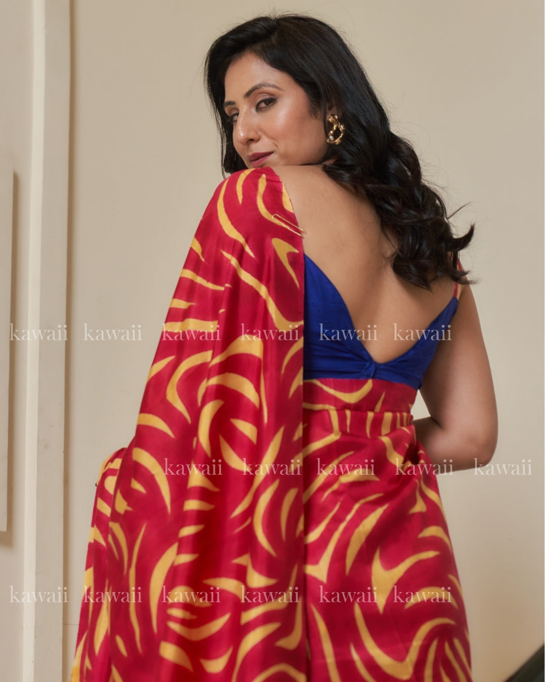 Mayurika Handpainted Kalamkari Design Saree