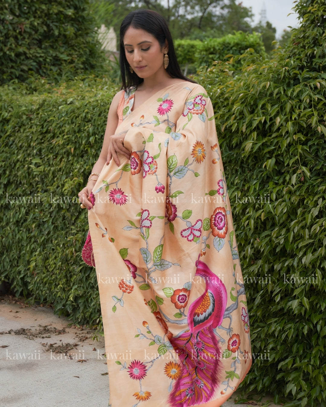 Ramya Handpainted Kalamkari Design Saree
