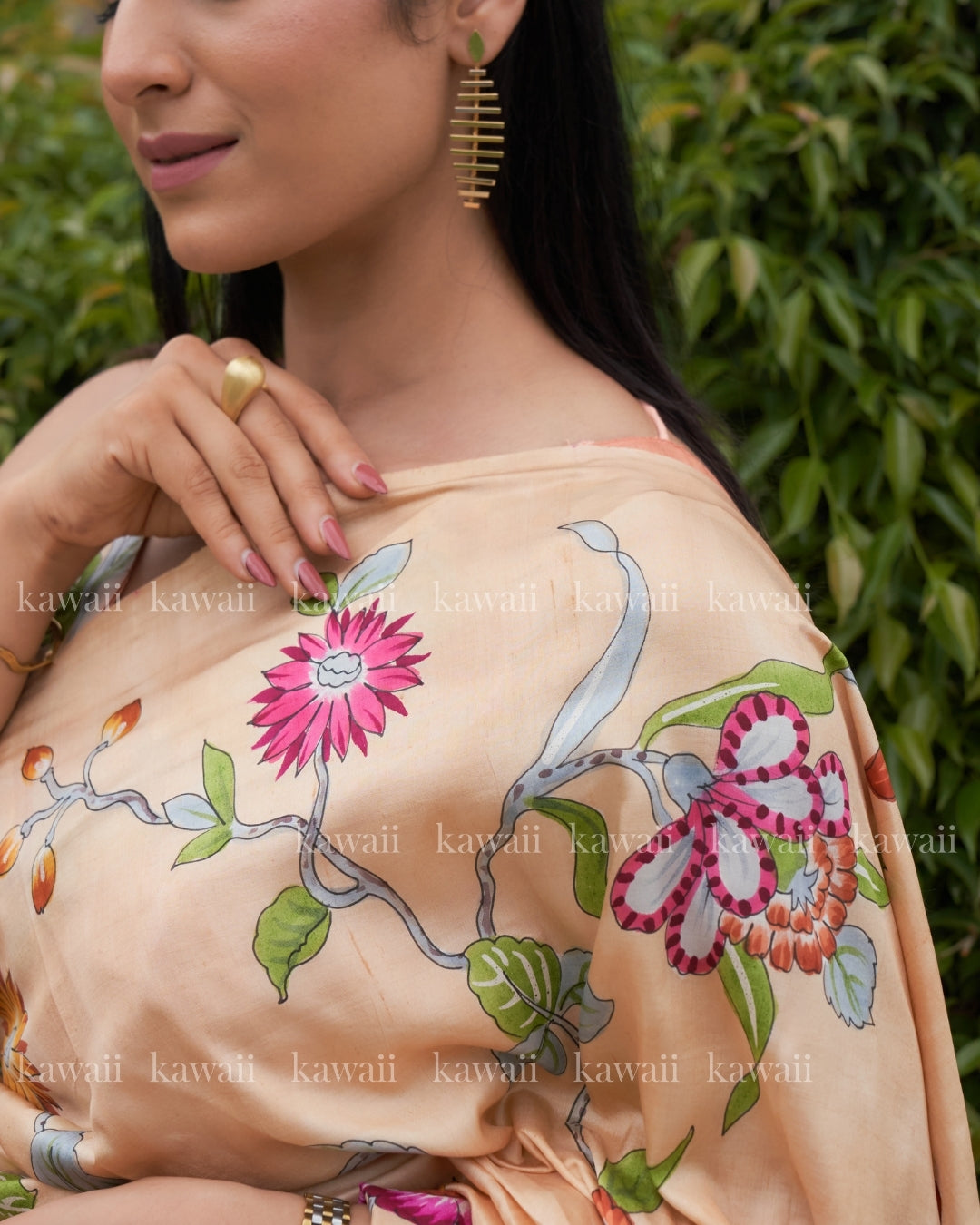 Ramya Handpainted Kalamkari Design Saree