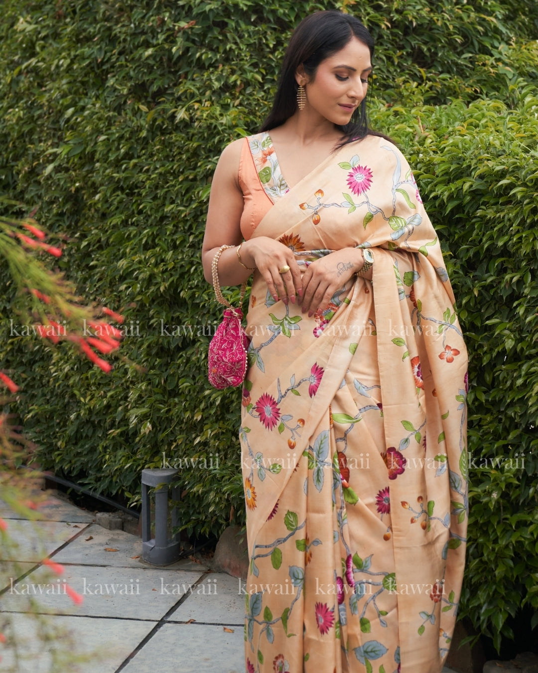 Ramya Handpainted Kalamkari Design Saree