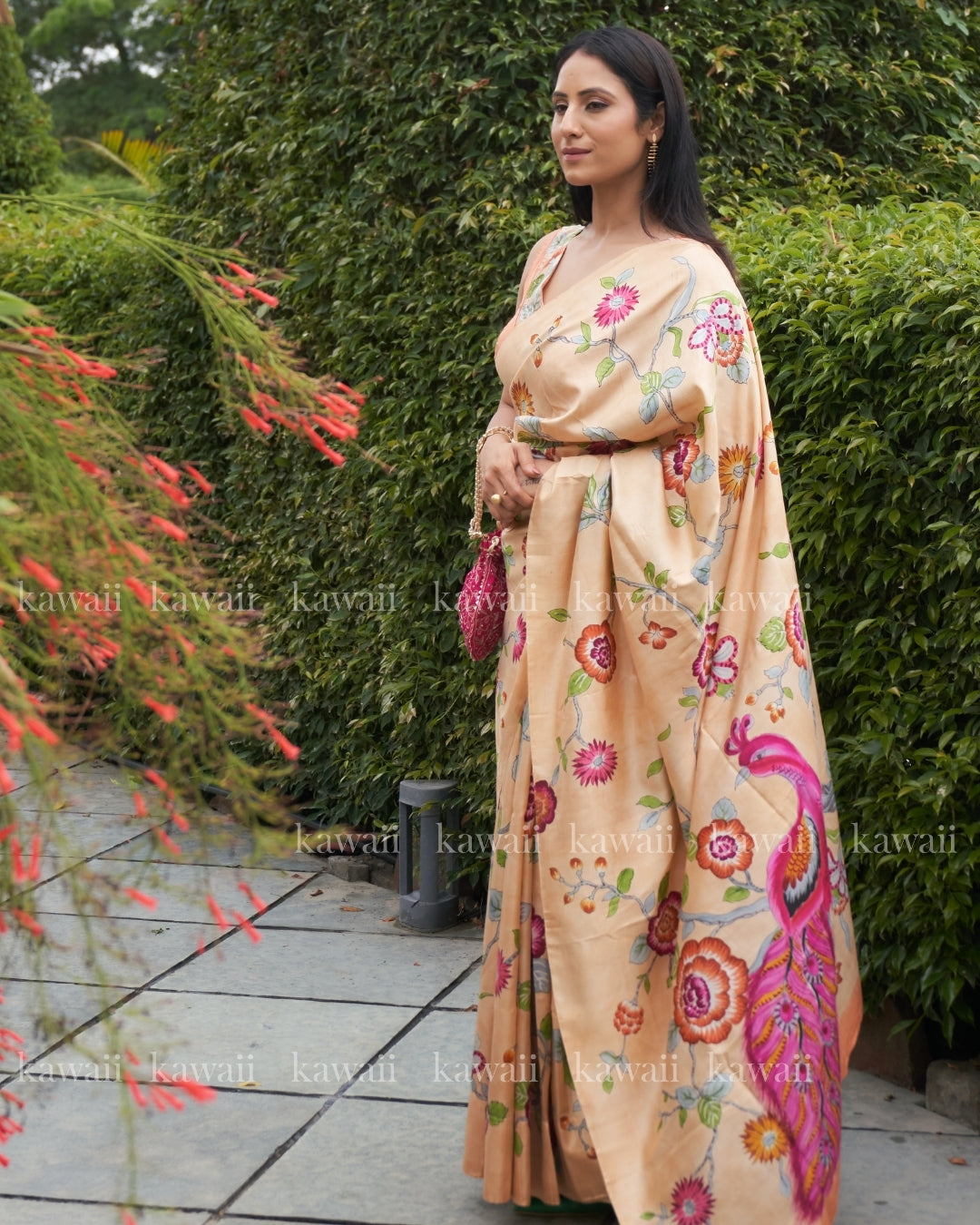 Ramya Handpainted Kalamkari Design Saree
