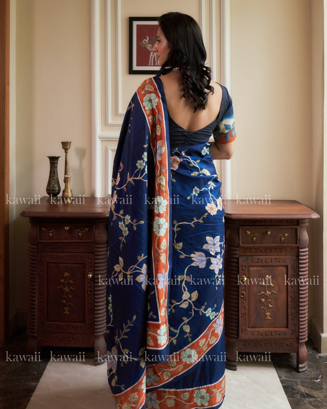Vipasana Handpainted Kalamkari Design Saree