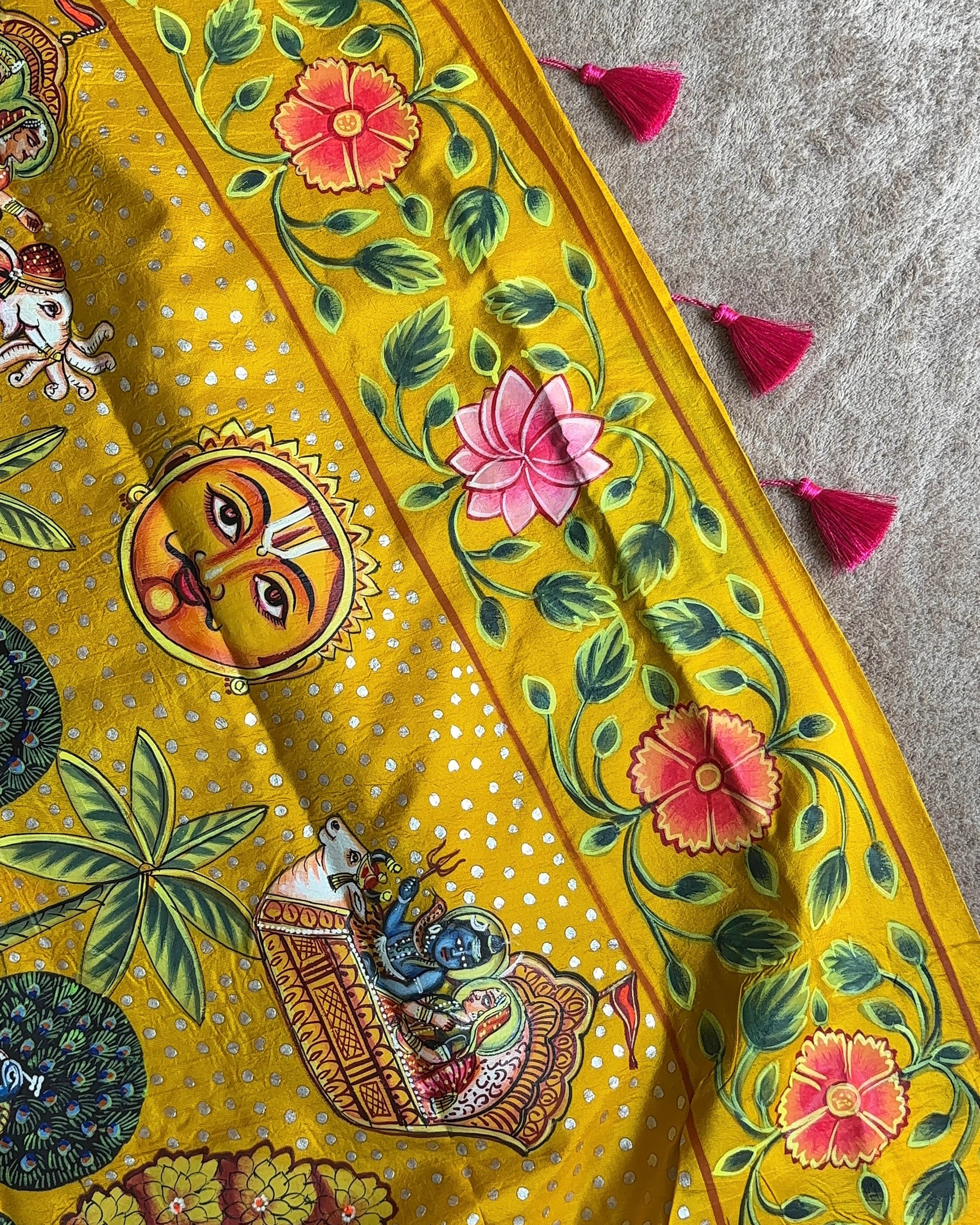 Kamlini Handpainted Pichwai Saree