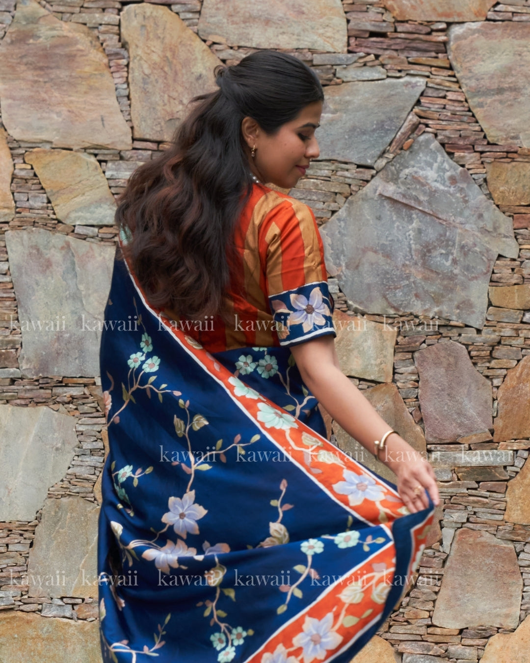 Vipasana Handpainted Kalamkari Design Saree