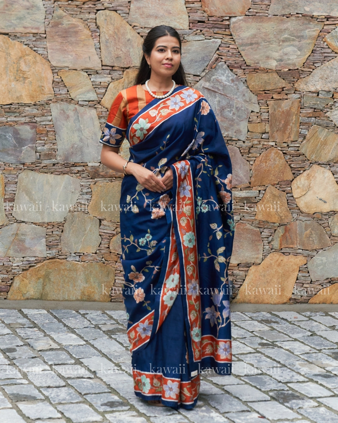 Vipasana Handpainted Kalamkari Design Saree
