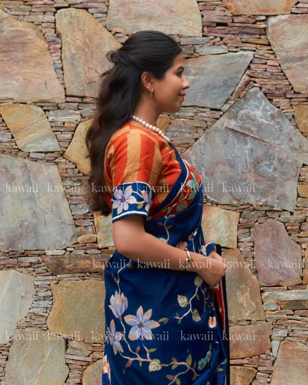 Vipasana Handpainted Kalamkari Design Saree