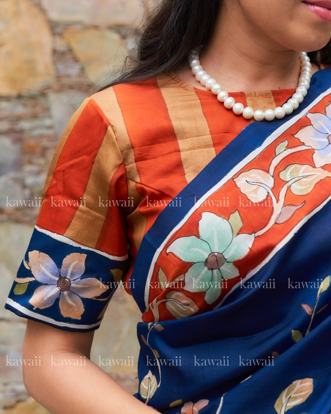 Vipasana Handpainted Kalamkari Design Saree