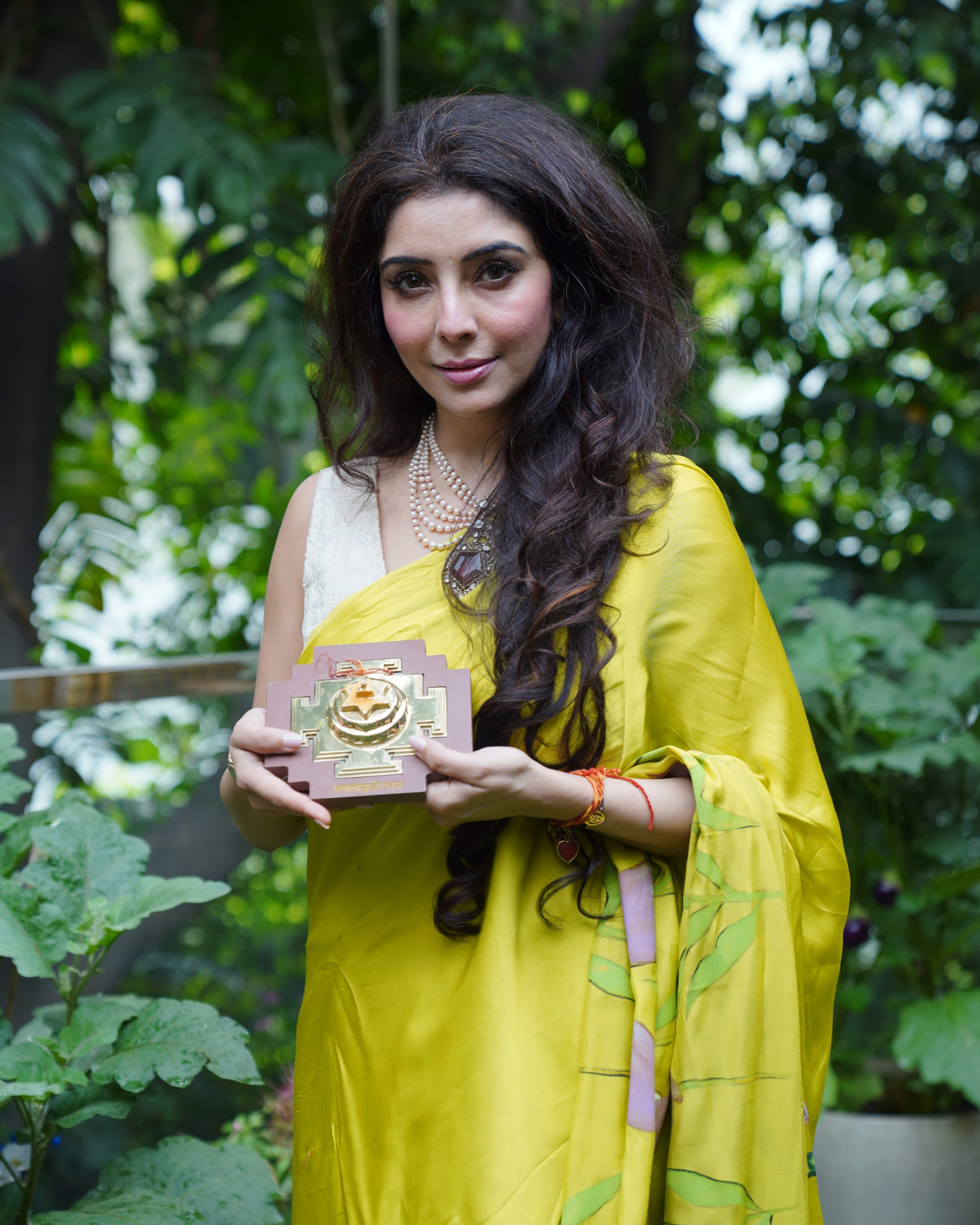 Dr. Jai Madaan in Khanak Floral Handpainted Saree