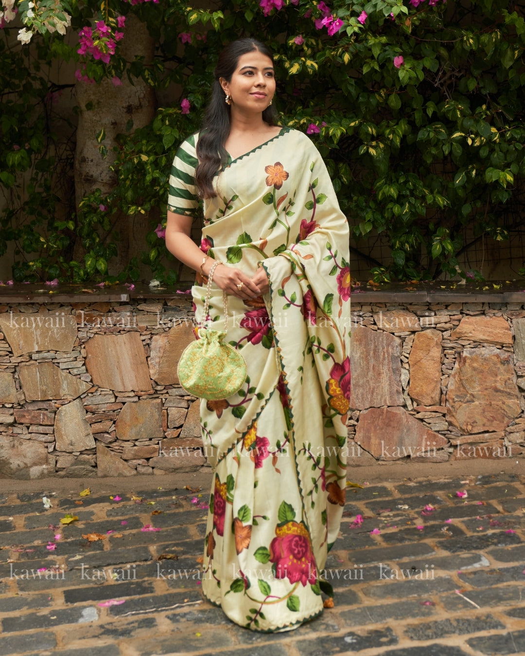 Varishi Handpainted Kalamkari Design Saree