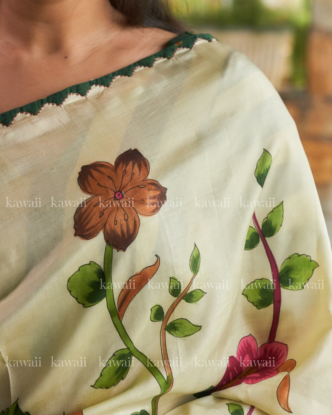 Varishi Handpainted Kalamkari Design Saree