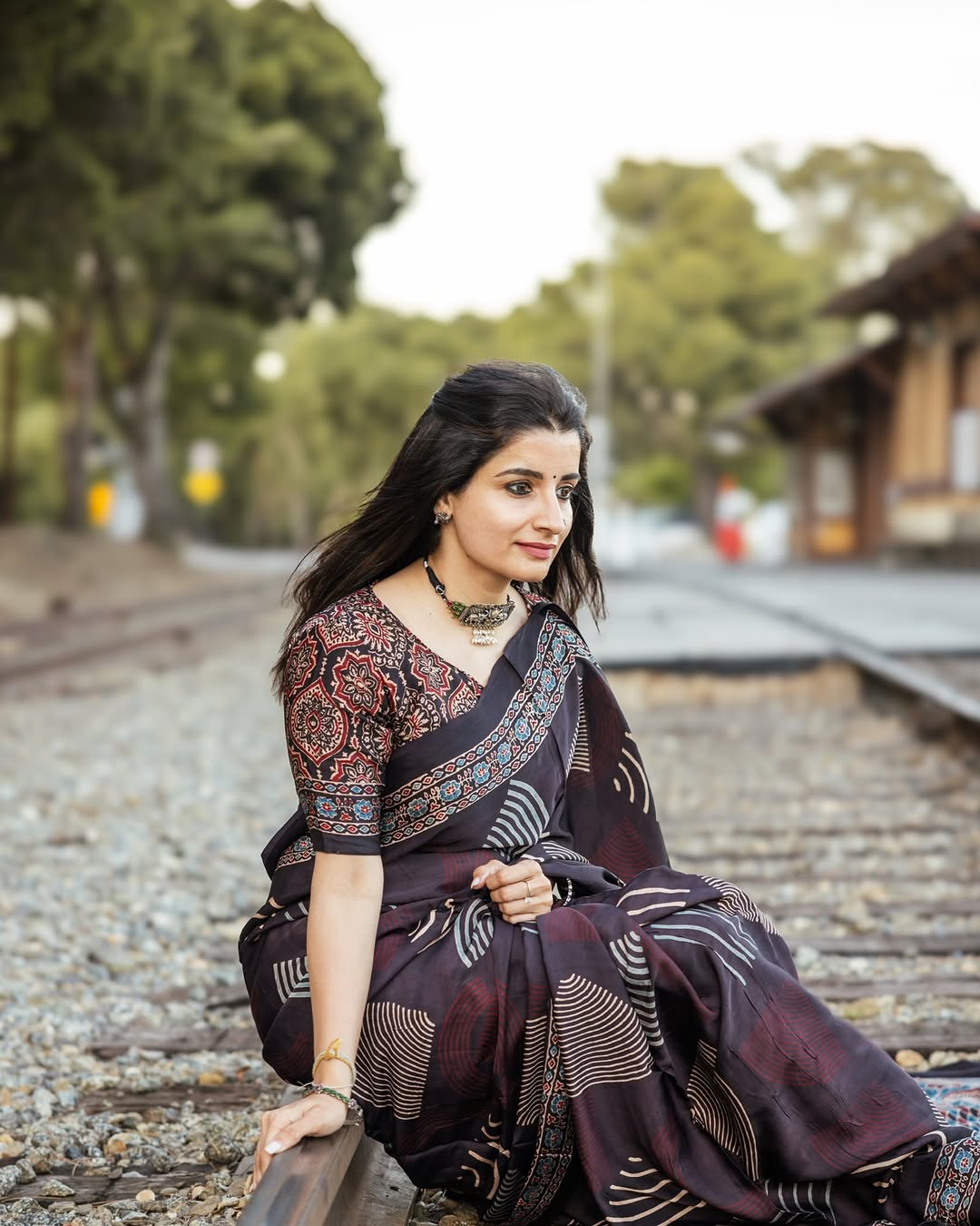 Ishi Iyer in Veda Ajrakh Saree