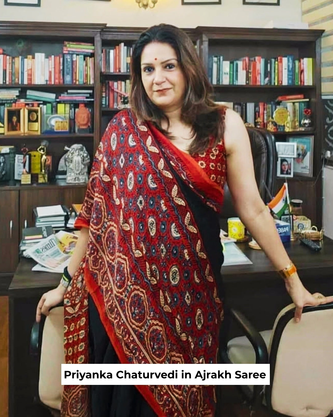 Priyanka Chaturvedi (Former MP) in Kriya Ajrakh Saree