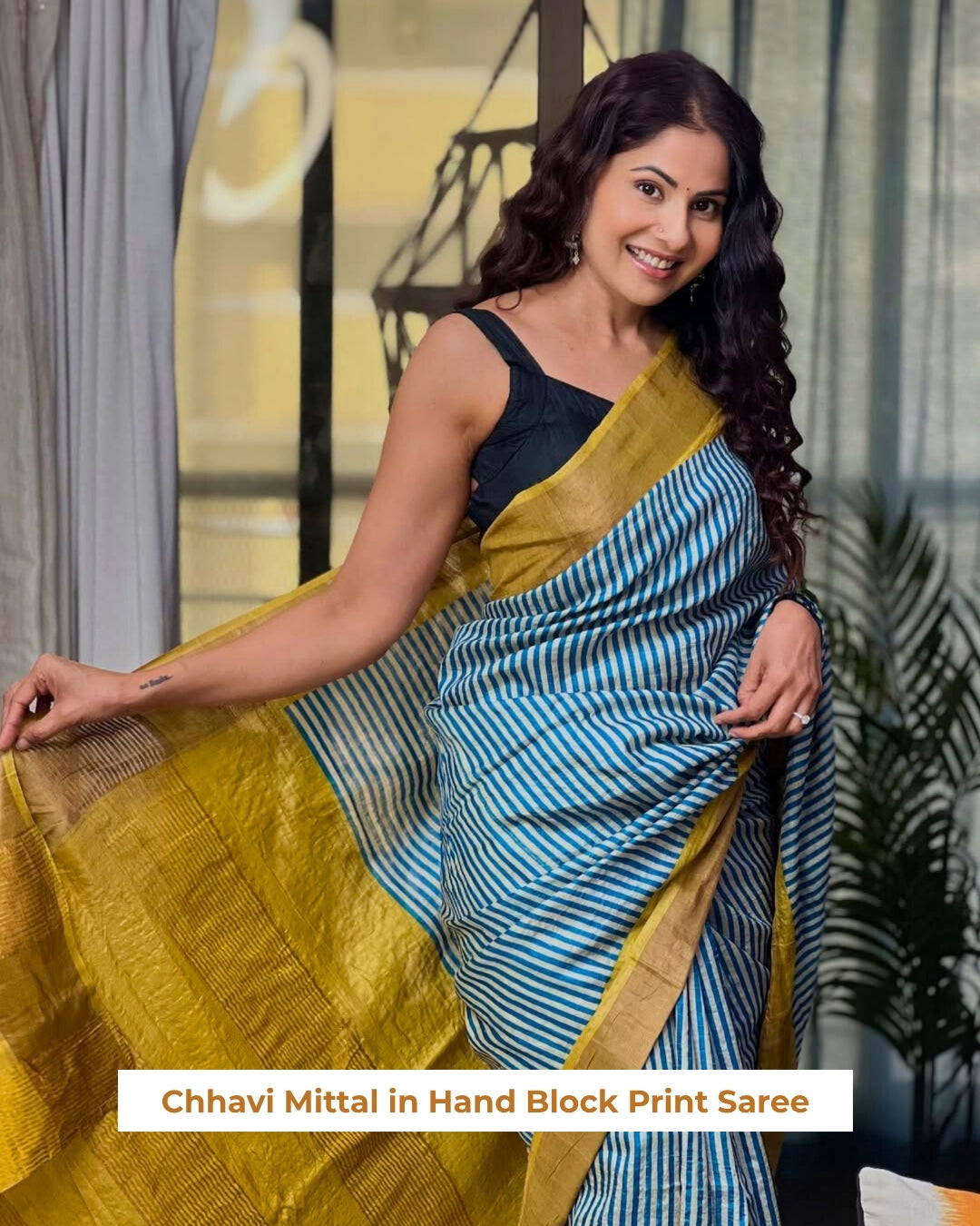Chhavi Mittal in Vasanta Hand Block Print Tussar Silk Saree