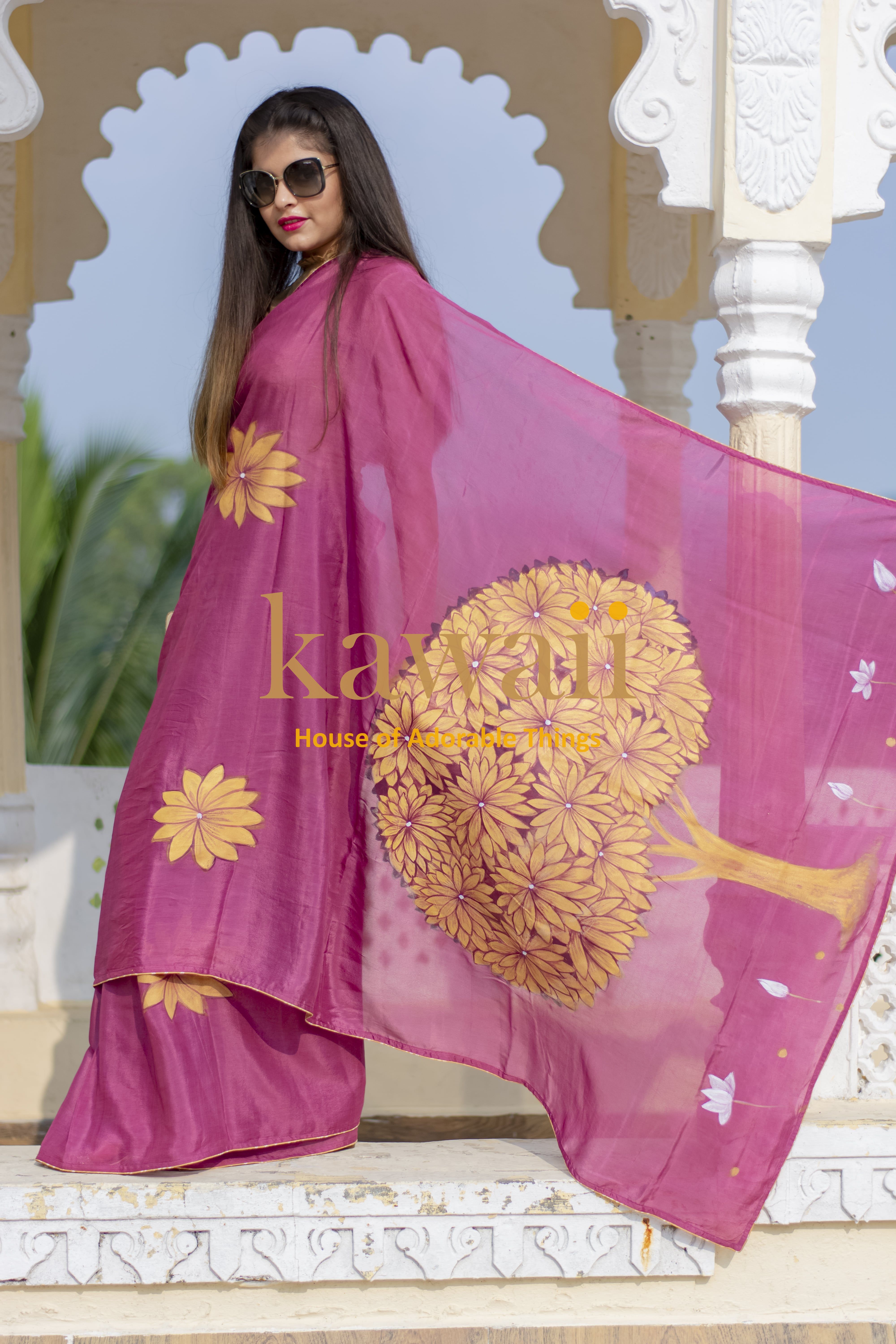 Handpainted Kalpvriksh Saree