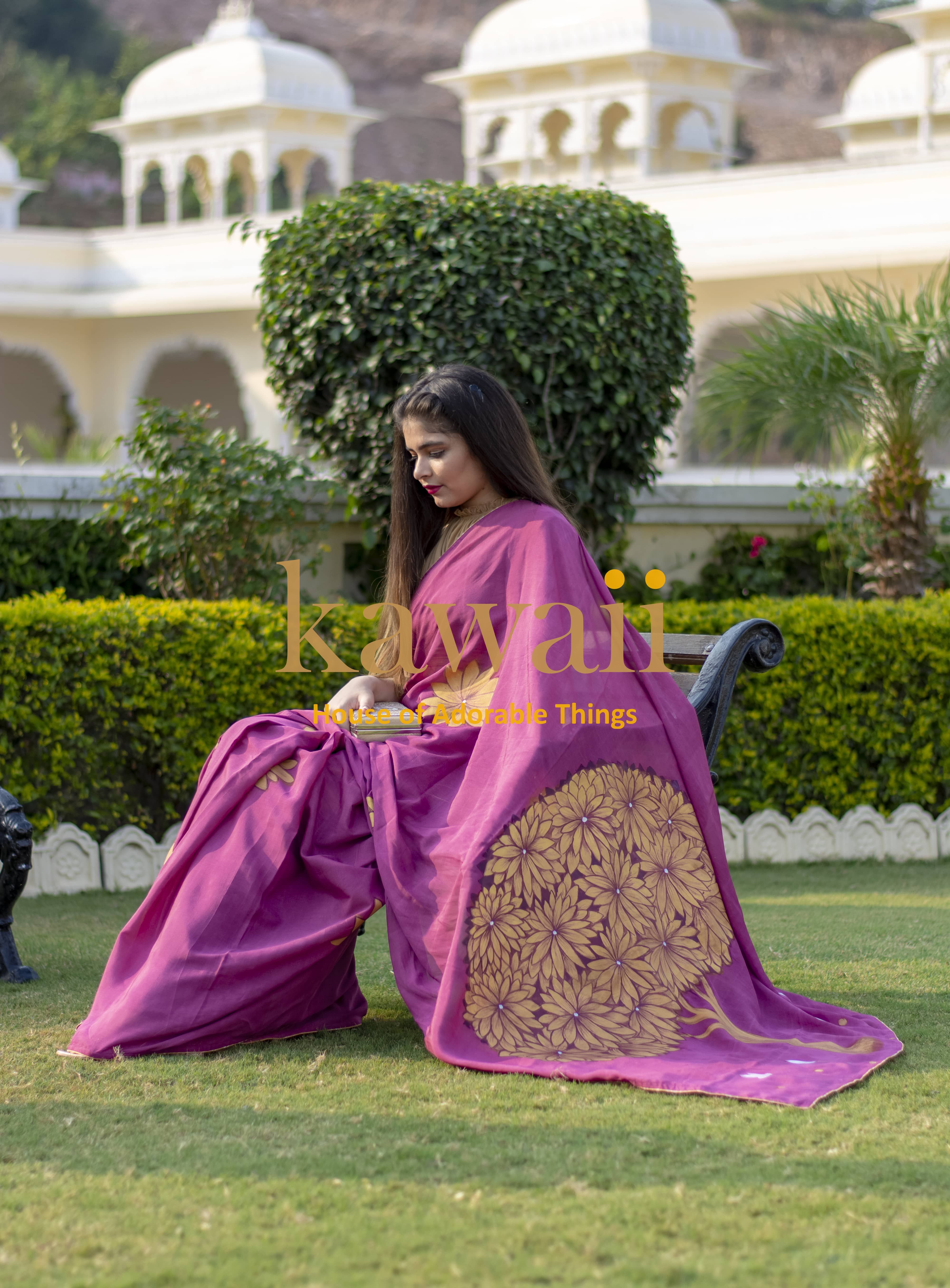 Handpainted Kalpvriksh Saree
