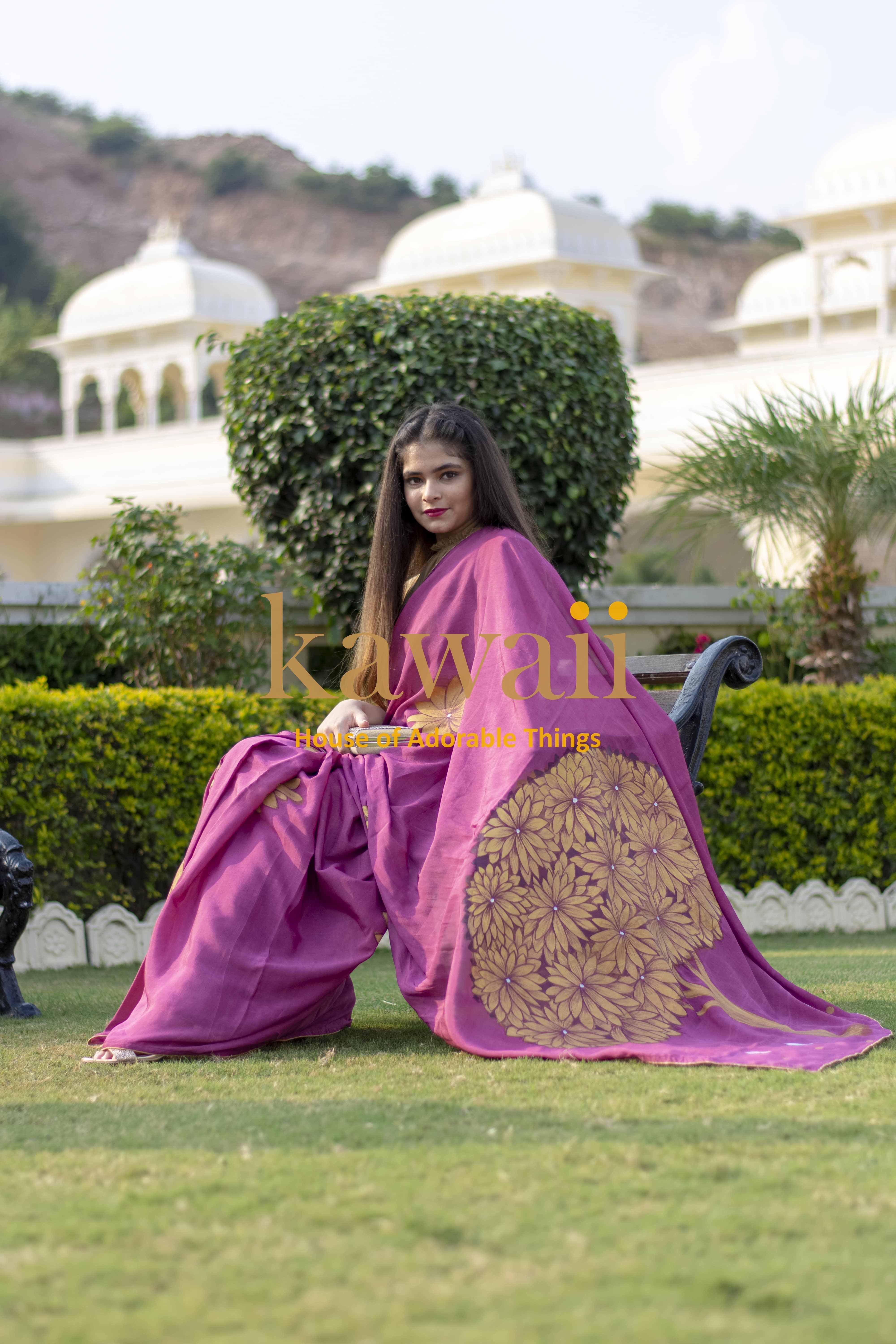 Handpainted Kalpvriksh Saree