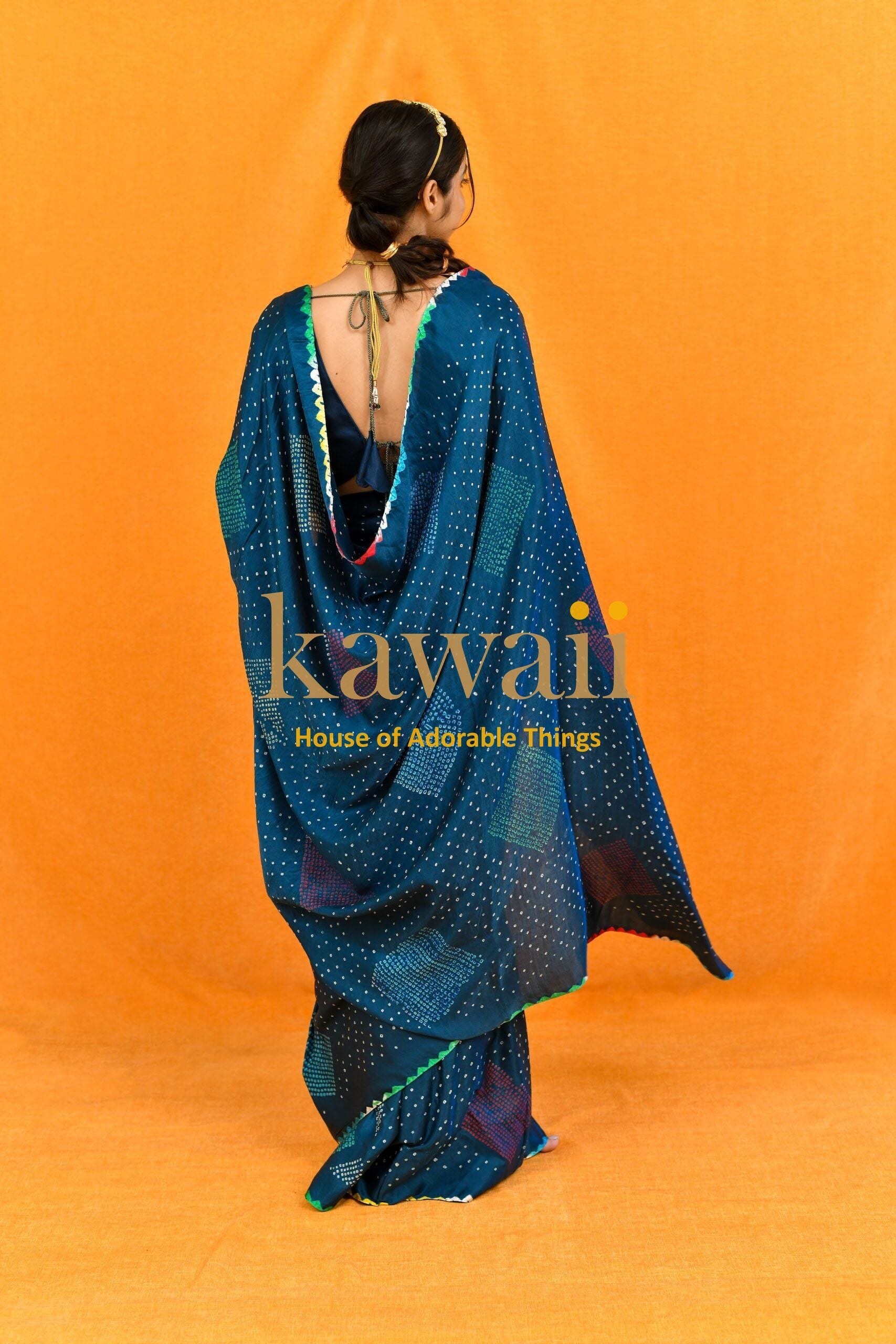 Rangrez Handcrafted Bandhani Design on Pure Gajji Silk Saree