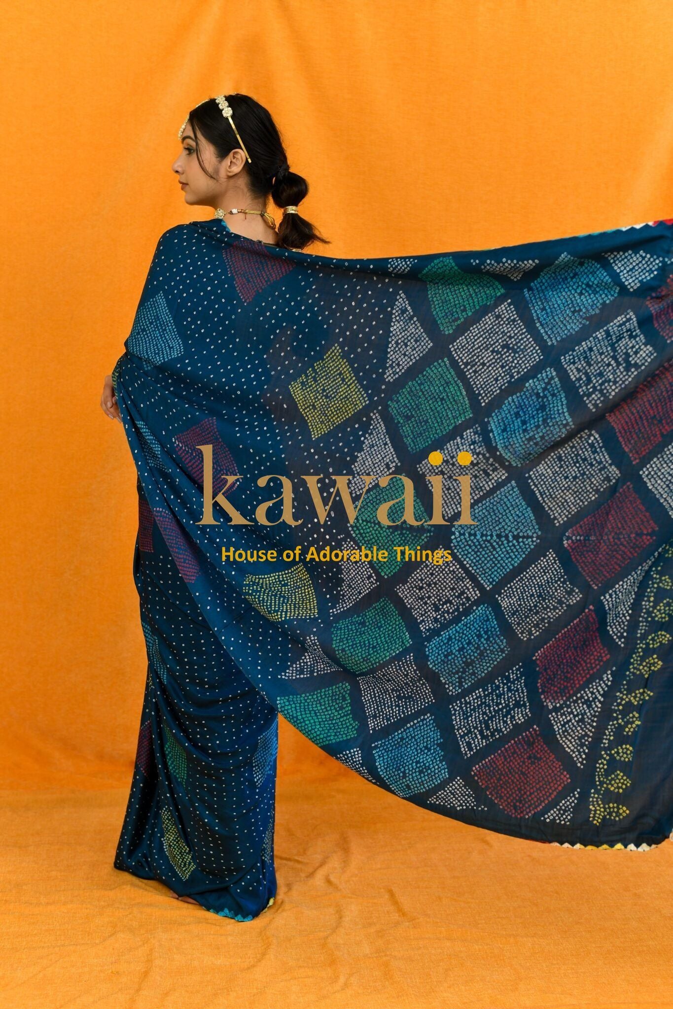 Rangrez Handcrafted Bandhani Design on Pure Gajji Silk Saree