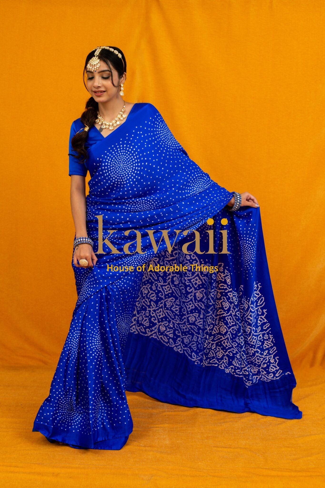 Naila Handcrafted Bandhani Design on Pure Gajji Silk Saree