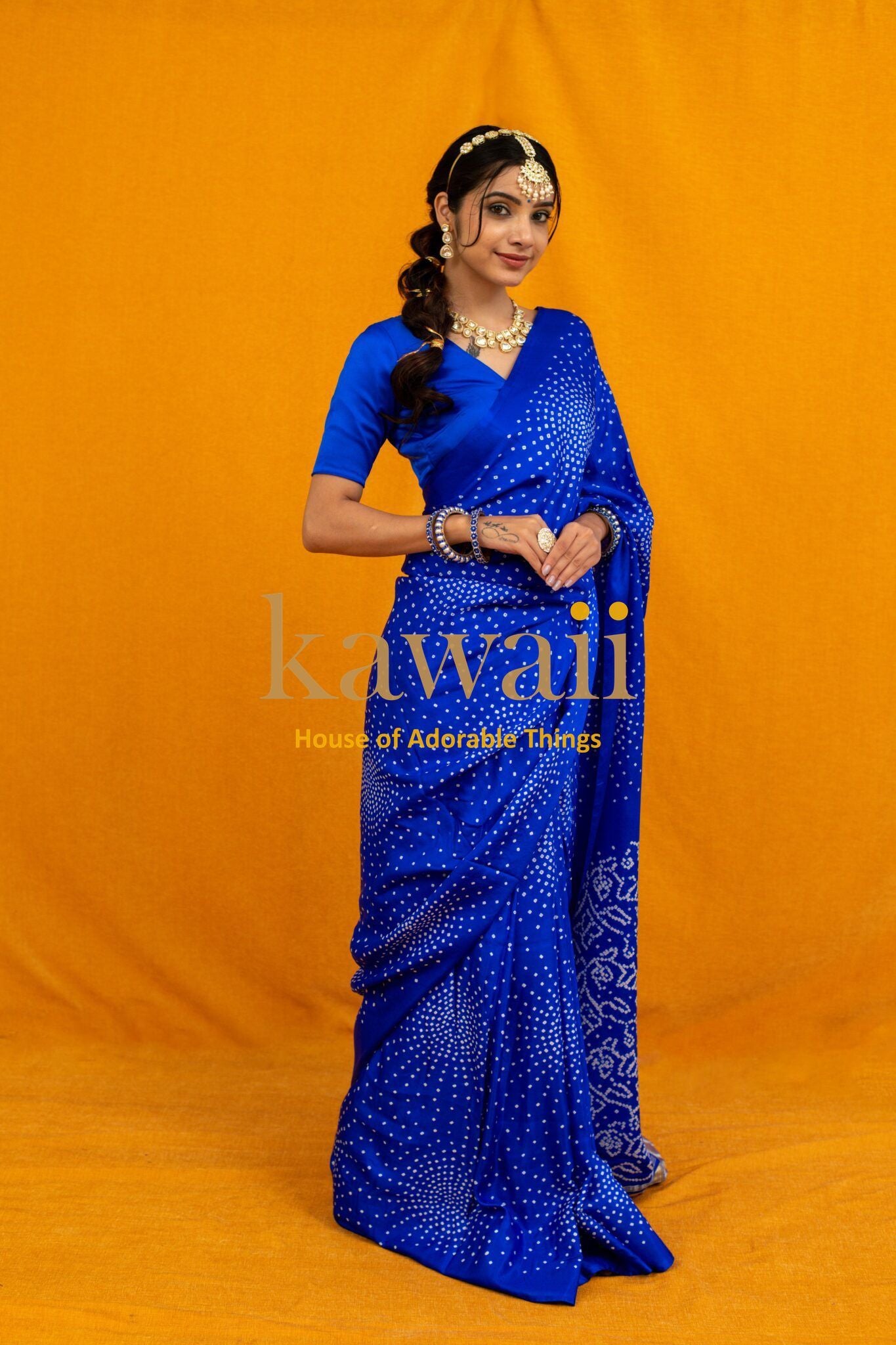 Naila Handcrafted Bandhani Design on Pure Gajji Silk Saree