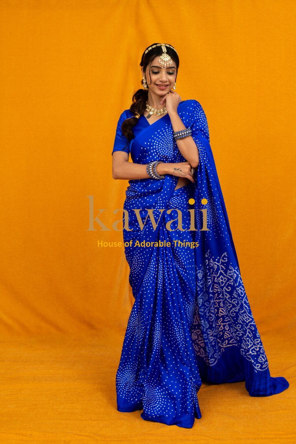 Naila Handcrafted Bandhani Design on Pure Gajji Silk Saree