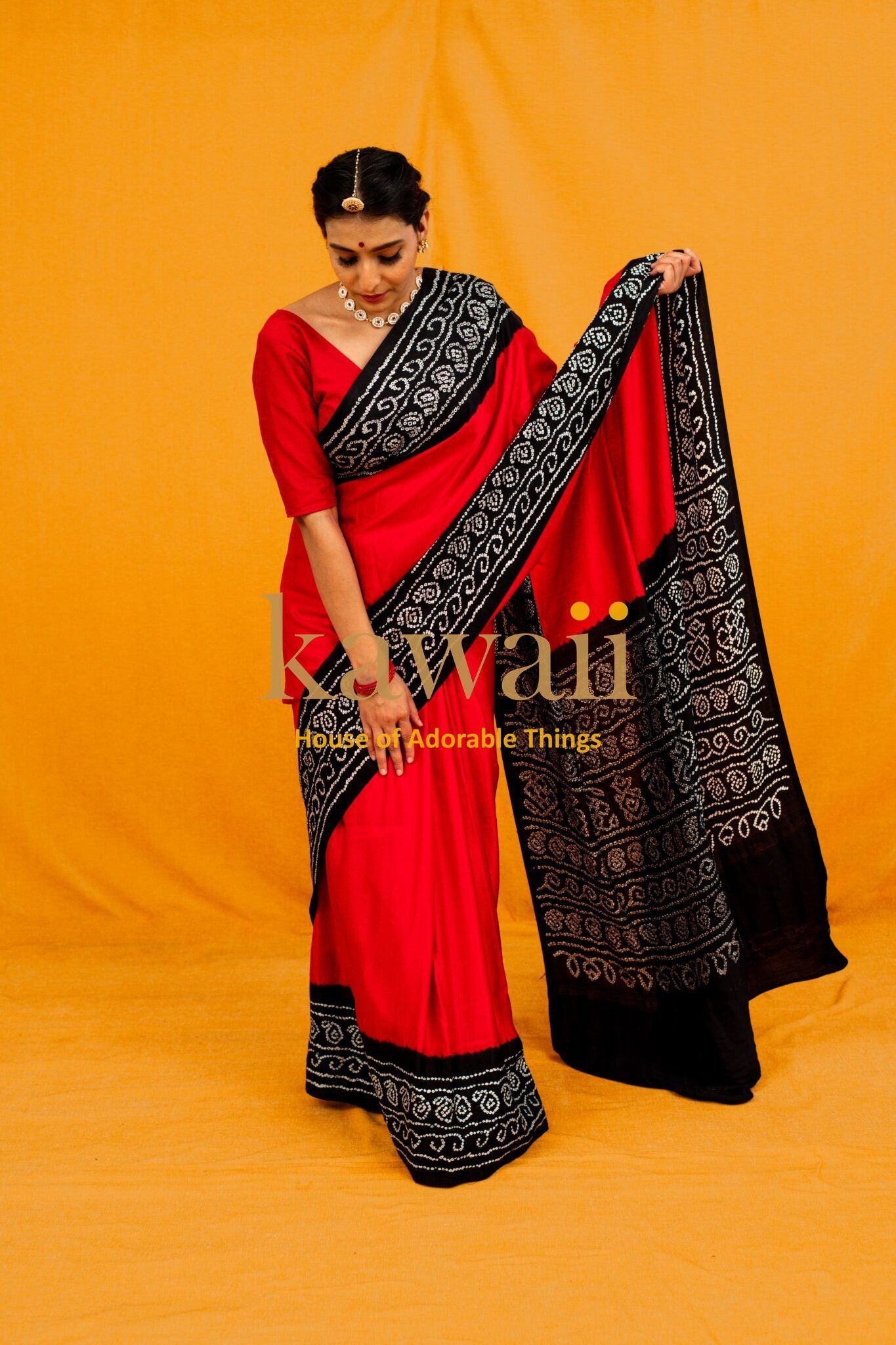 Swarnim Handcrafted Bandhani Design on Pure Gachhi Silk Saree