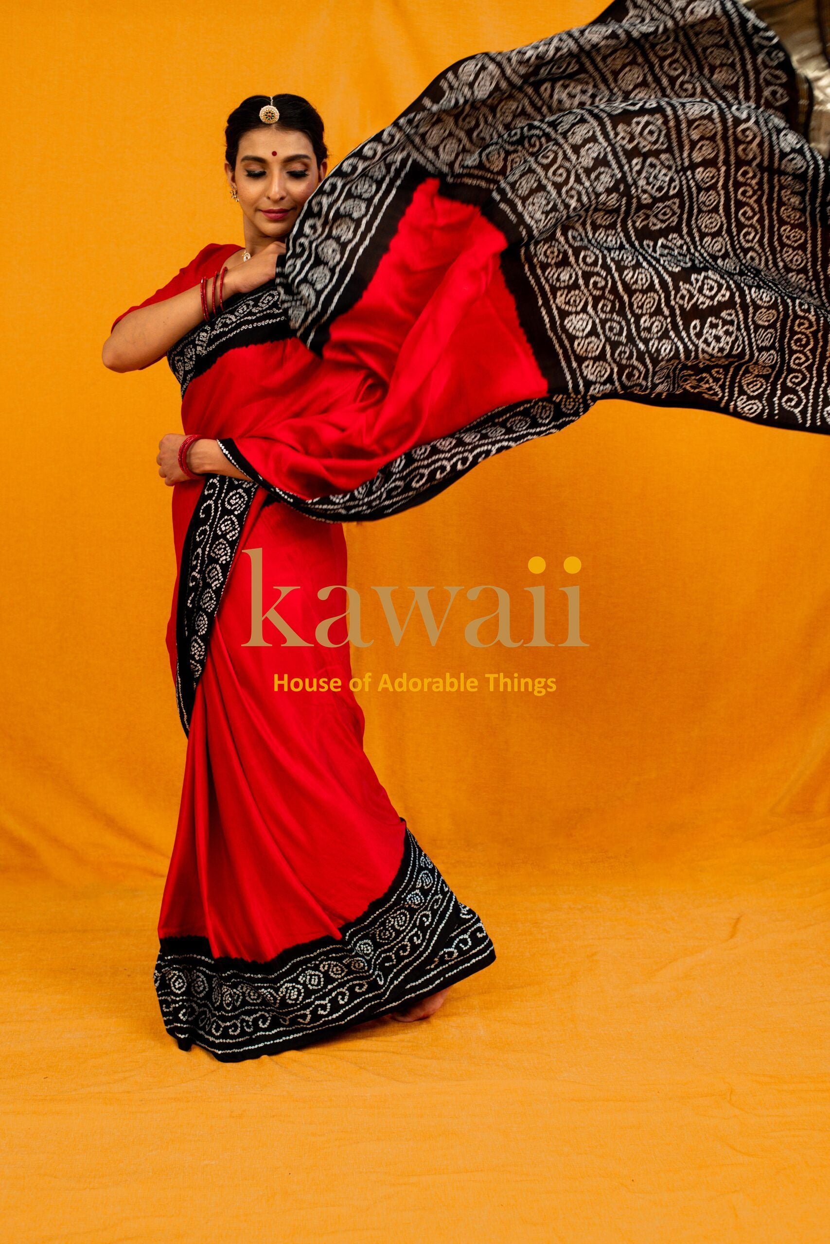 Swarnim Handcrafted Bandhani Design on Pure Gachhi Silk Saree
