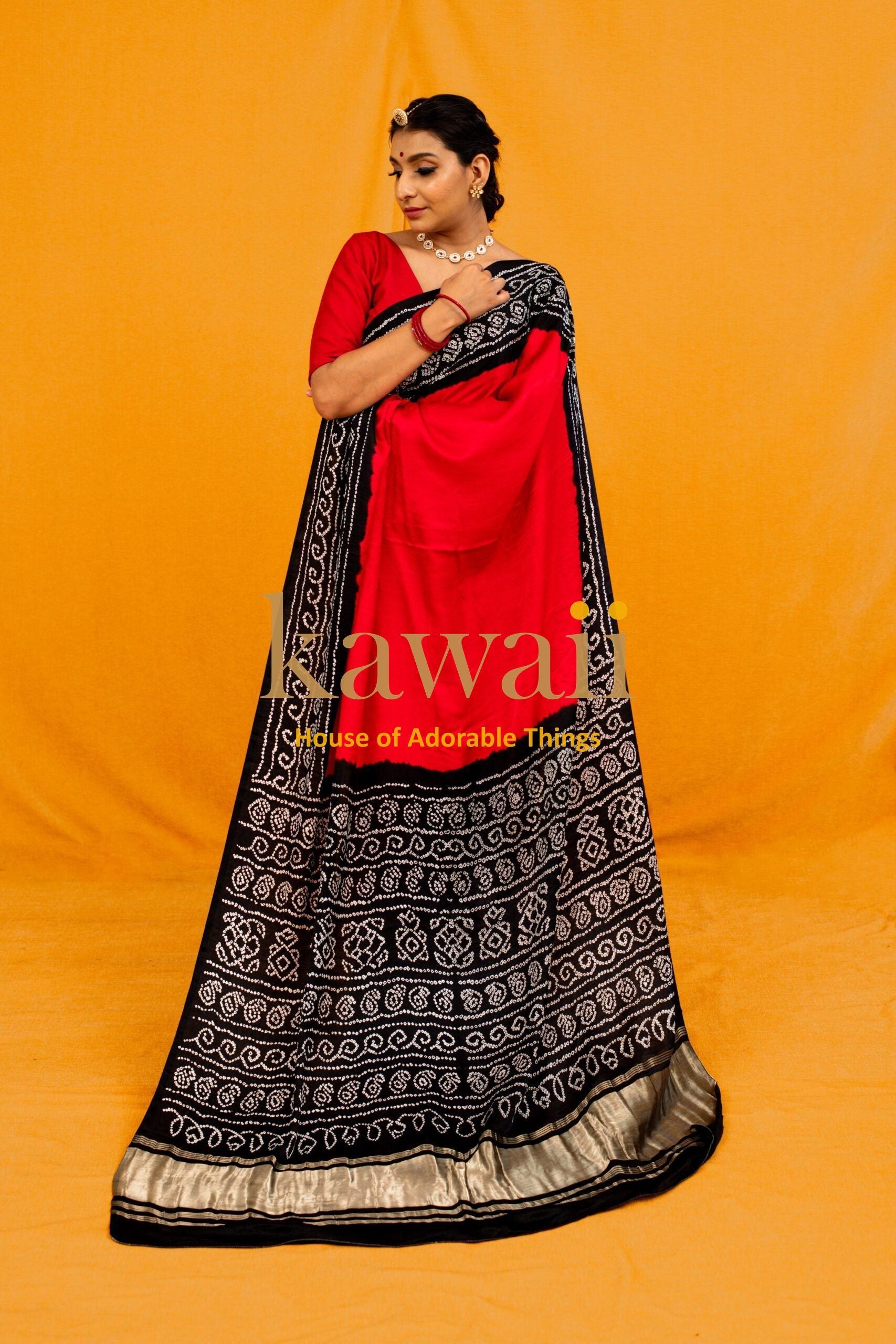 Swarnim Handcrafted Bandhani Design on Pure Gachhi Silk Saree
