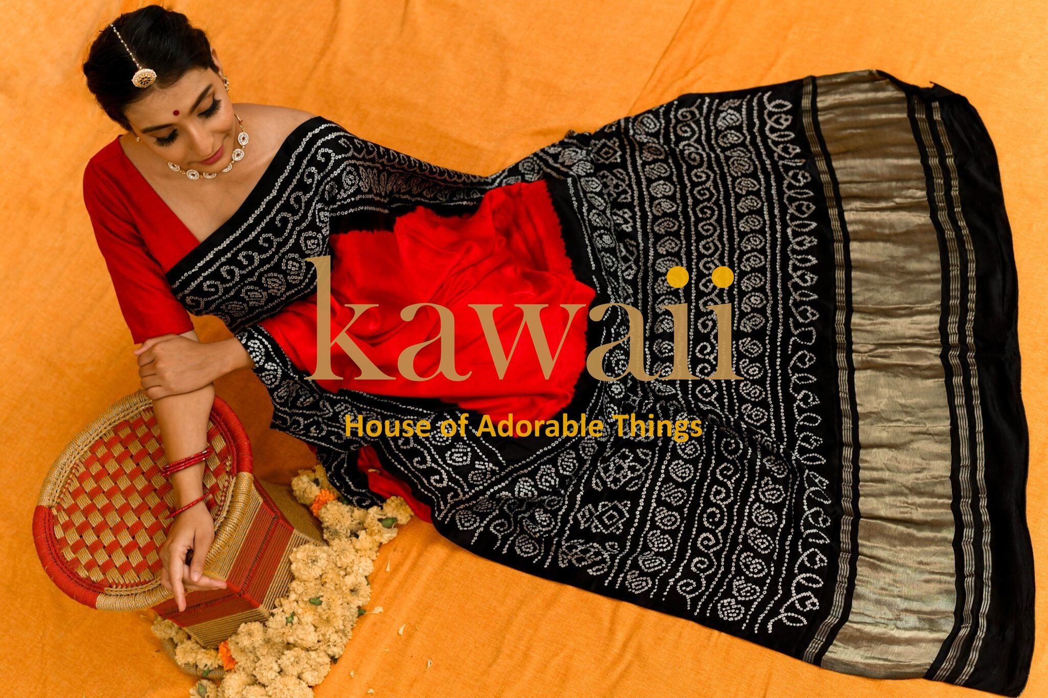 Swarnim Handcrafted Bandhani Design on Pure Gachhi Silk Saree