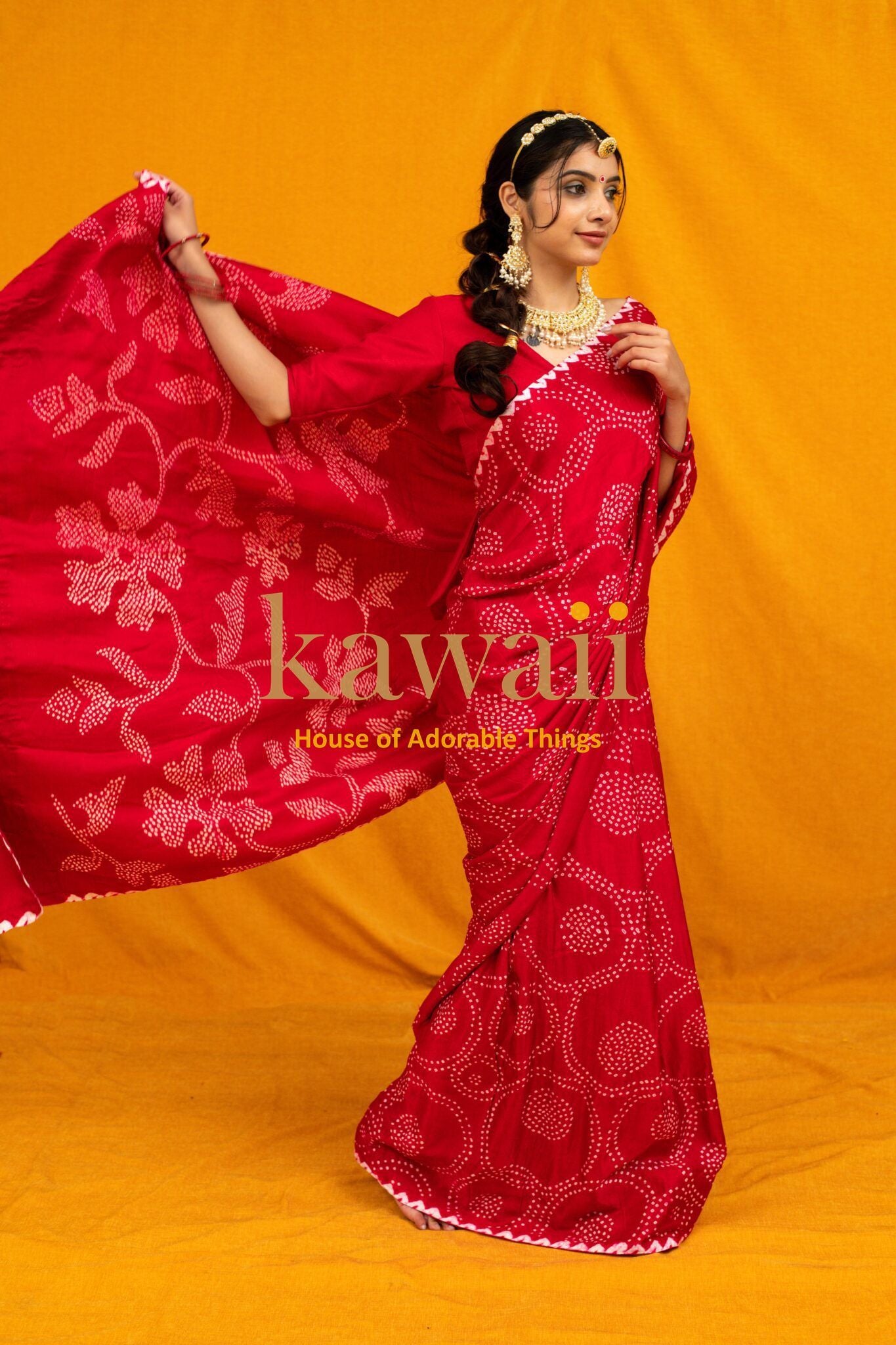 Surali Handcrafted Bandhani Design on Pure Gajji Silk Saree